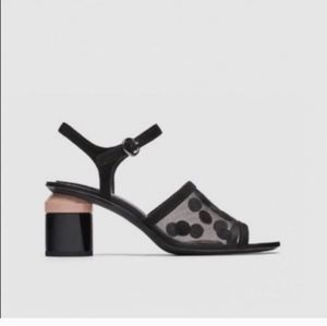 ZARA MESH POKA DOT SANDALS,  SIZE  42